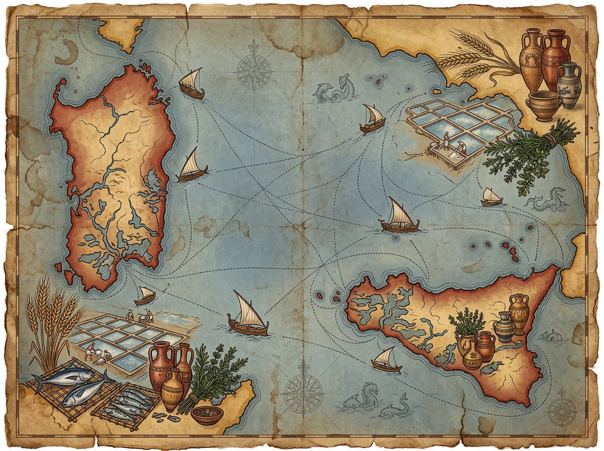 Ancient Mediterranean lagoon trade routes map